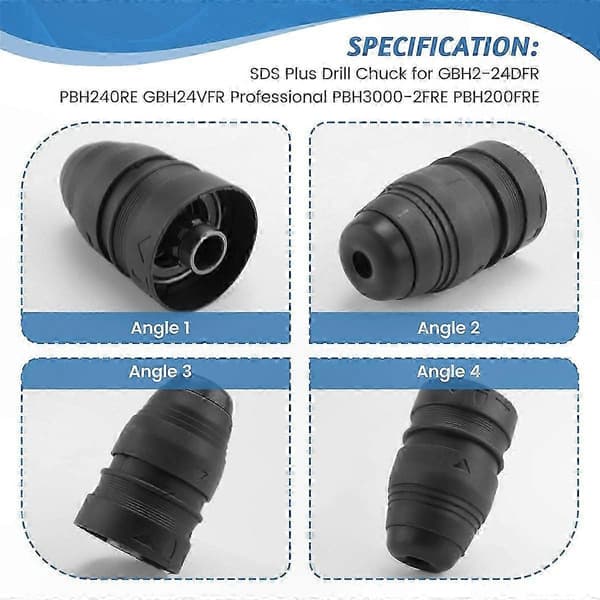 SDS Plus Drill Chuck for borehammere, kompatibel med forskjellige modeller