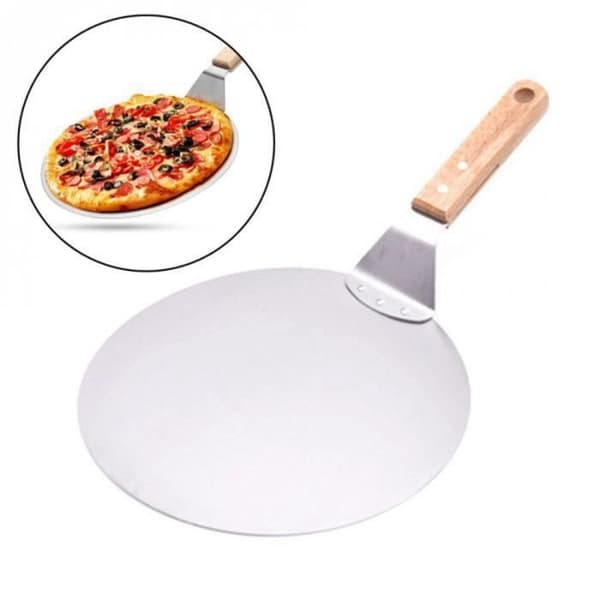Pizzaspade i rustfritt stål med trehåndtak, bakeverktøy, kakespade, ostepizzaspade