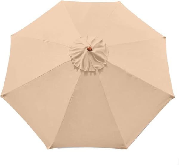 Offset parasoldug med 8 ribber, 3x3m erstatningsdug til ottekantet parasol, UV-beskyttelse (Khaki)