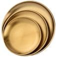 Bakke, sæt med 3 runde guld messingbakker, serveringsbakker i rustfrit stål, cateringbakke, dekorativ bakke, guld