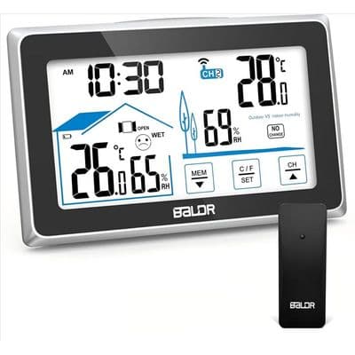 Værstasjon med utendørssensor - Trådløst innendørs/utendørs termometer, digitalt termometer/hygrometer