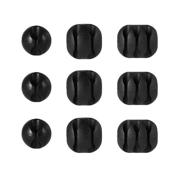 9-delad Desktop Cable Organizer Wire Organizer Sladdhållare Kabelklämmor