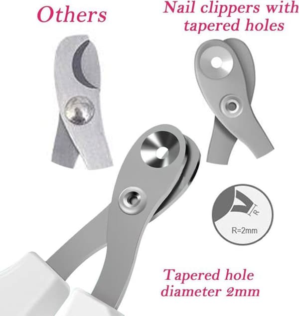 Kattpotesaks, katteklo-klippere med 2 mm konisk hull, kattepote-klippere, tilbehør, rosa