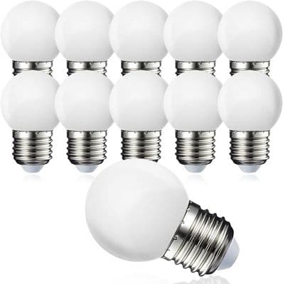 Förpackning med 10 E27 G45 LED-klot - Varmvit 3000 K - 5W G45 - Ej dimbar [Energiklass G]