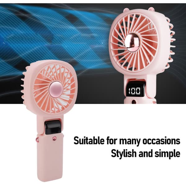 Multifunktionel Bærbar Ventilator til Udendørs Aktiviteter. Indbygget 2400mAh Batteri. Lille ABS Model, Pink