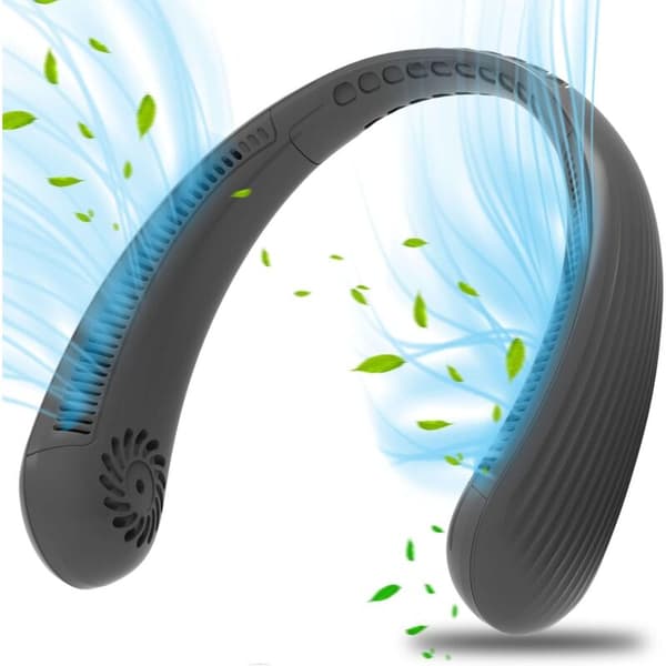 Bladeless halsventilator – Stille drift – Tre hastigheder – Lang batterilevetid – Sort