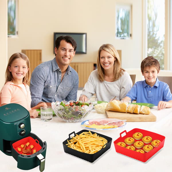 Firkantet Airfryer Bageplade med Non-Stick Silikone Sort