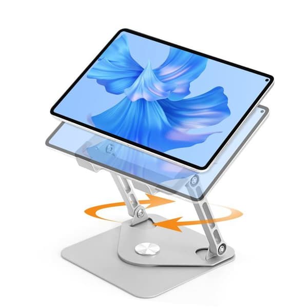 360° Roterende Desktop Tablet Stand, Stål iPad Stand med Kølehulrum, MacBook Pro Stand
