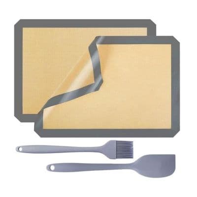 Bakmatta - Silikon - 42x29.5cm - Non-stick - Inkluderar: Borste och spatel