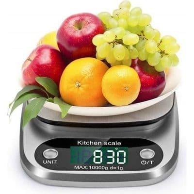 Køkkenvægt - Elektronisk - 10kg/1g - LCD Display - Sølv