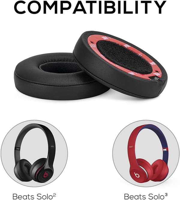 Ørepuder til Beats Solo 2/3 PU-læder 1 par Sort