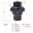 Svingtilbageløbsventil, opløsningsmiddelsvejset dobbeltforskruning PVC-rørfittings (DN40 Φ50 mm)