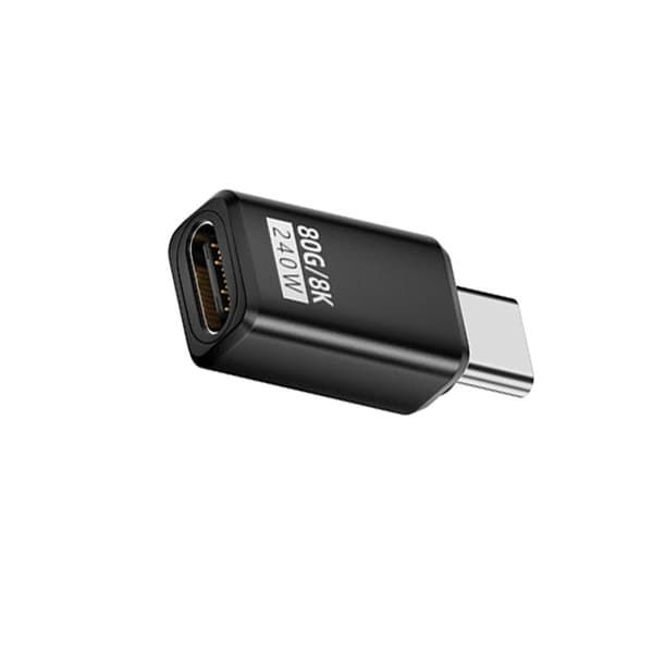 240W 80Gbps USB-C Hun til Han Adapter - Lige Forbindelse (2-pak) Kompatibel med Huawei, Samsung, APPLE, Garmin Sort Grey