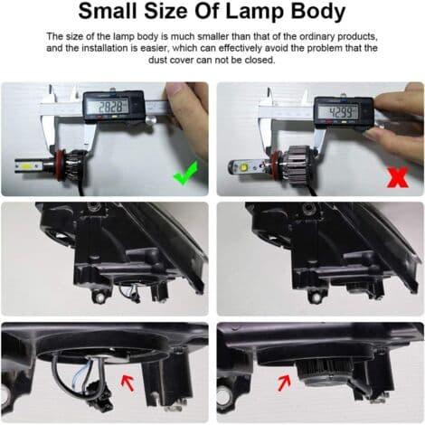 H7 Bilfrontlys Mini LED-pærer Bilfrontlyssett 6000K LED-lampe 2 stk