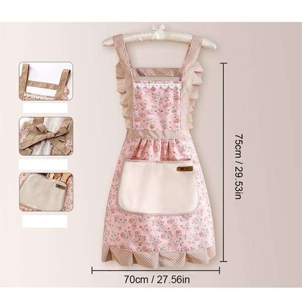 Floral Princess Apron in Cotton with Hand Drying Function - Perfect for Cooking and Baking Pink