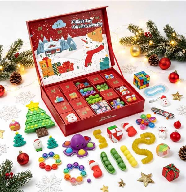 24 dagar julkalender blindlåda, fidgetleksaksset med jultema, julklapp för barn, 2026 ny