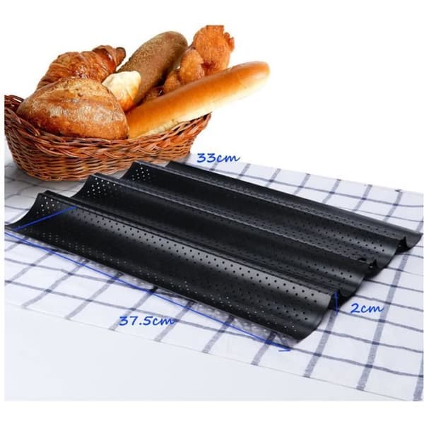 4 Baguetteform, Perforerad Non-Stick Bakplåt, Viktigt Tillbehör för Perfekta Baguetter, DIY