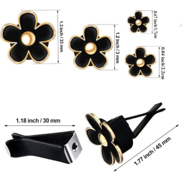 Daisy Blomst Ventilclips, 4 Stykker Klimaanlæg Udløbsclips Diffuser Ventilclips Bil Luftfrisker Blomsterclips til Bilventil