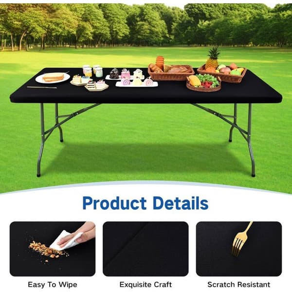 Elastisk duk - 183 x 76 cm - Vindtät polyesterduk - Vattentät picknickduk - Reptålig och tvättbar