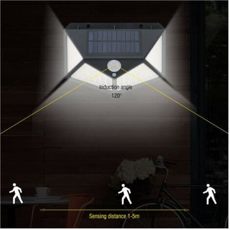 100 LED Solar Utomhusspotlight med Rörelsesensor