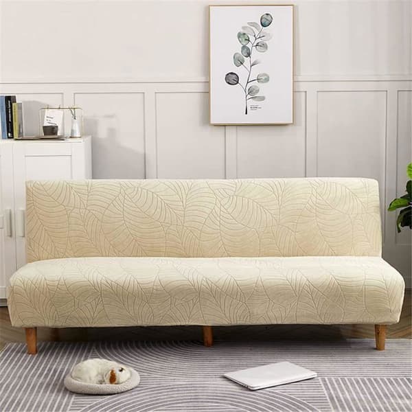Jacquard sofabetræk, strækbart, vandtæt, universelt, uden armlæn, beige, 160-190cm