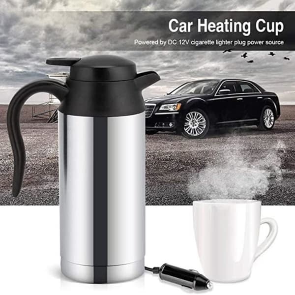 Rejsekedel - 12V 750ML - Rustfrit stål og plastik - Grå - Holder varm