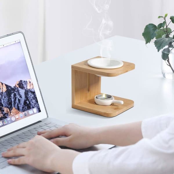 ®RisingFF Æterisk Olie Diffuser, Keramisk Lysvarmer med Lysholder, Dekorativ Aromaterapi Diffuser