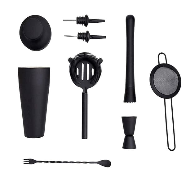 Cocktail Shaker Sett, 8 Deler - Svart