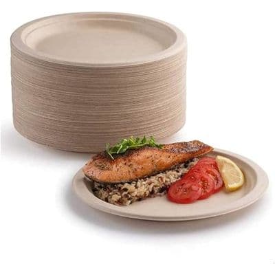 Pakke med 50 super stive papfade, 100% bionedbrydelige og komposterbare, perfekte til picnics og (22,9 cm)