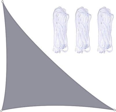 Rettvinklet solseil 3 x 4 x 5 m med 3 tau, for hage, terrasse, fest, gårdsplass, camping (grå)