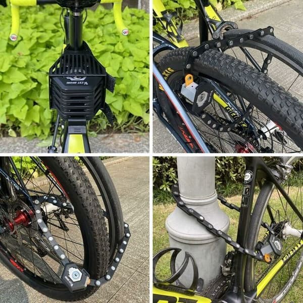 Vikbart cykellås, robust legerat stål - Längd 85 cm - Kompakt och lätt - 3 nycklar ingår