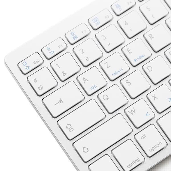 Trådlöst Bluetooth-tangentbord, AZERTY-layout, Mac-kompatibelt, franska, ultratunt, för alla enheter: iOS, iPad, Android, PC - S065E
