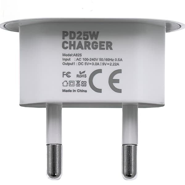 Oplader 25W iPhone/Samsung - Strømadapter - USB-C - Hurtigoplader White
