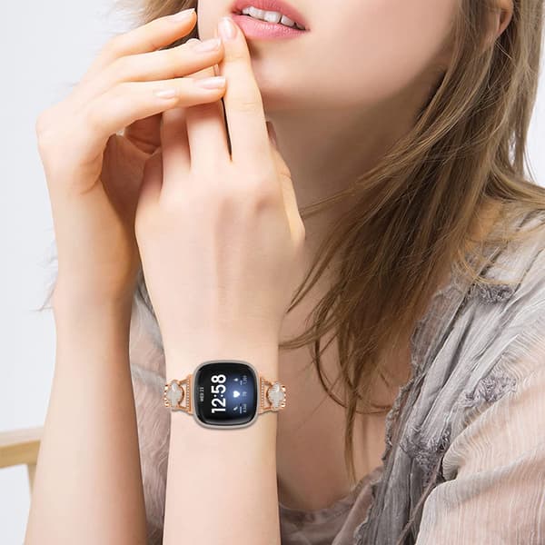 Cloverlink-armband för Fitbit Versa 3/4/Sense 2 PinkGold Black