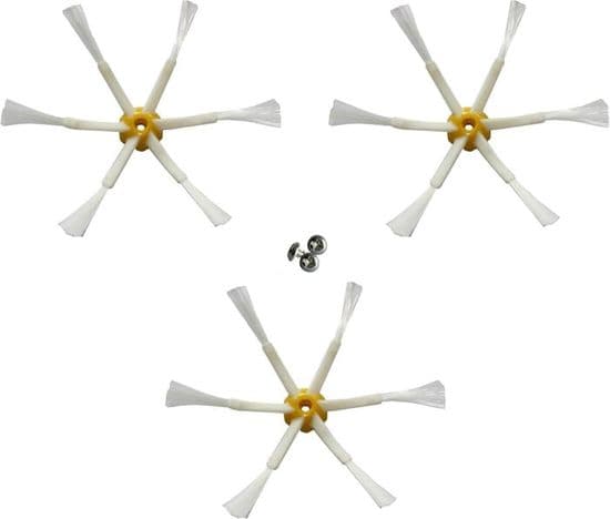 Sidebørste kompatibel med Roomba 500/600/700 - 3-pak - 6 arme - Sort