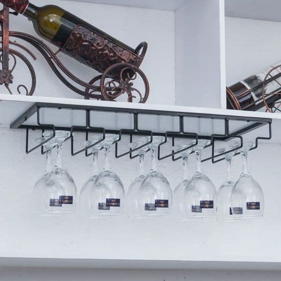 Hängande glasställ 50cm - Svart - 10 platser - Samtida design