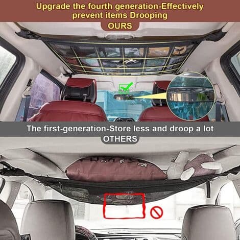 Opbevaringsnet, Organizer, Universal Netpose til Bilens Loft Interiør Elastisk Net, til SUV Loft, Sort (25,5 35,5 Tommer)
