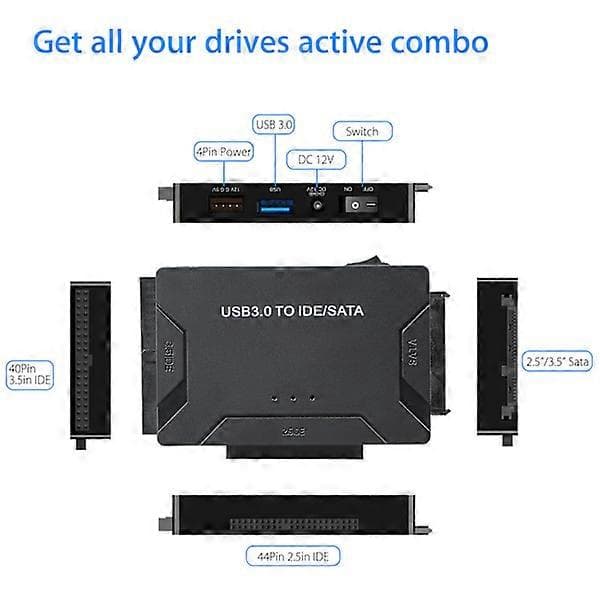 USB IDE -sovitin USB 3.0 - SATA IDE -kiintolevy-muunnin Combo