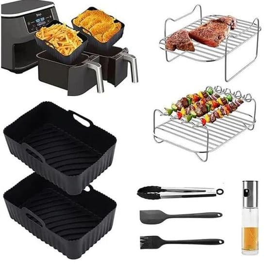 AF500EU Airfryer Tilbehør - 8 Dele - Silikone og Rustfrit Stål - Kompatibel med Ninja Foodi