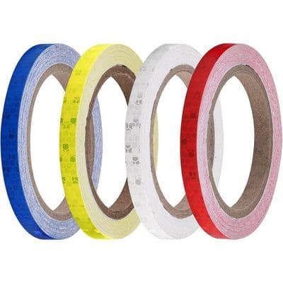 Selvklebende reflekterende tape - 4 stk - PVC - 8m x 1cm - Hvit - Gul - Advarsel