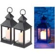 LED Lanterne - Lunartec - Sort - Flammeflimmer-effekt - Pakke med 2 - Indbygget timer