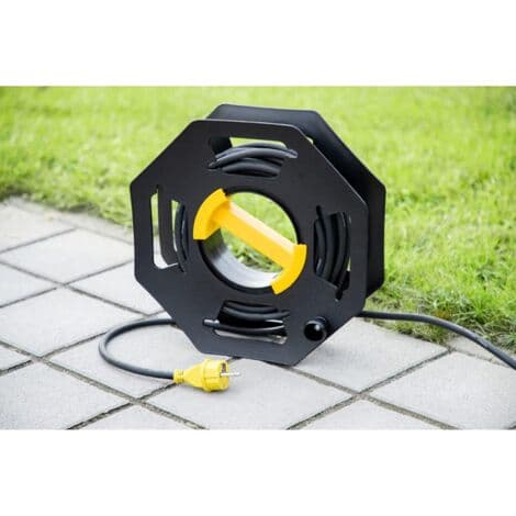 Campingvogn Kabeltromle, Manuel, Tom, til Camping og Husholdningsbrug, Op til 25m Kabel, Plast, Sort og Gul