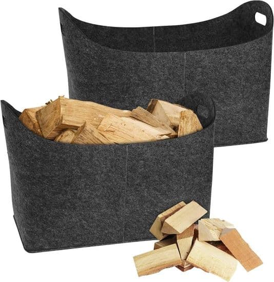 Set med 2 filtkorgar för ved, 55 x 30 x 40 cm, mörkgrå