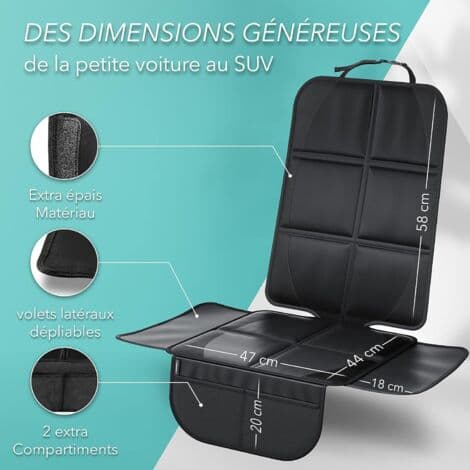 Bilsetebeskytter - for bilseter - Premium bilsetebeskytter for barn - ISOFIX-kompatibel (svart)