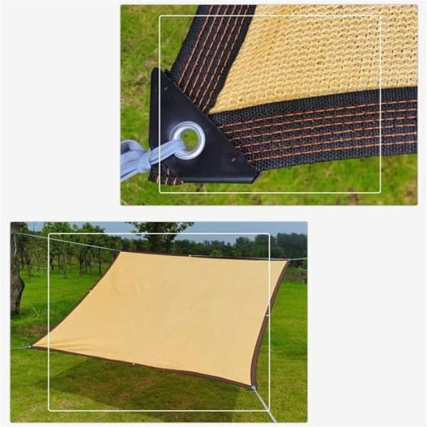 Solseil - 4*8m - PE-HD solnett - 85% UV-beskyttelse - med maljer og forsterkede kanter - beige