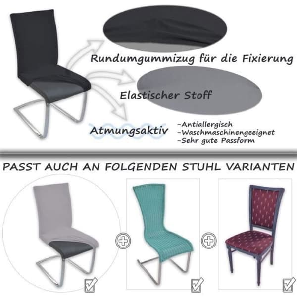 Stolsöverdrag set om 6 stretch stolsöverdrag elastiska stolsöverdrag beige färg.