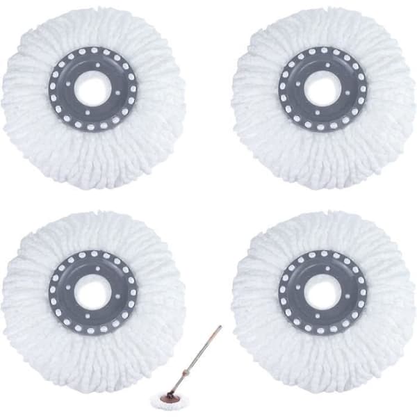 4-pakning mikrofibermoppehoder, runde erstatningsmoppehoder for 360° roterende mopper