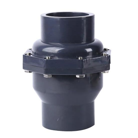 Svingtilbageløbsventil, opløsningsmiddelsvejset dobbeltforskruning PVC-rørfittings (DN40 Φ50 mm)