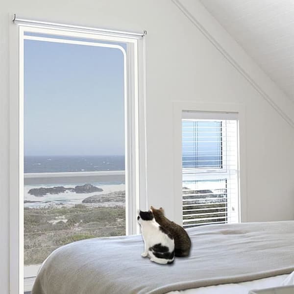 Forstærket myggenet 80x200 cm - Hvid - Til katte og hunde - Krog lukning