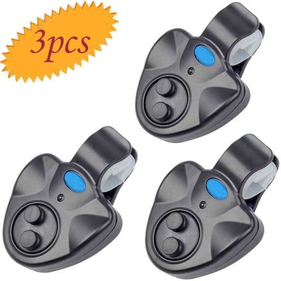 Elektroniskt nappalarm - 3-pack - LED-ljussignal - Hörbart larm - Nattfiske